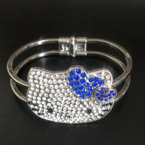 X Large Blue Heart Hello Kitty Crystal Bracelet